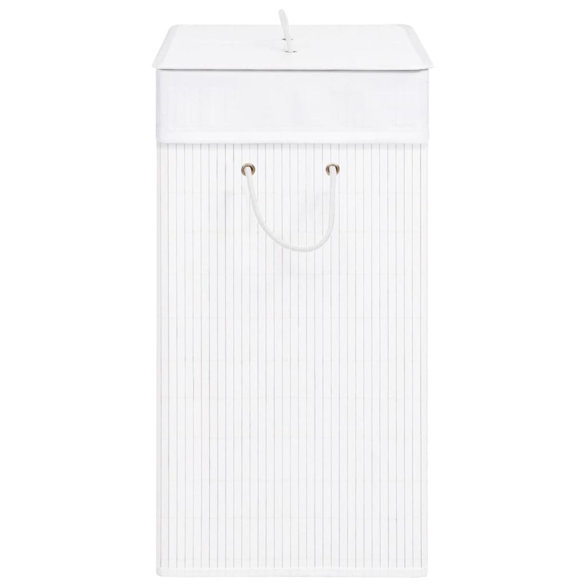 Cesta para la ropa sucia de bambú de una sección blanca 83 l