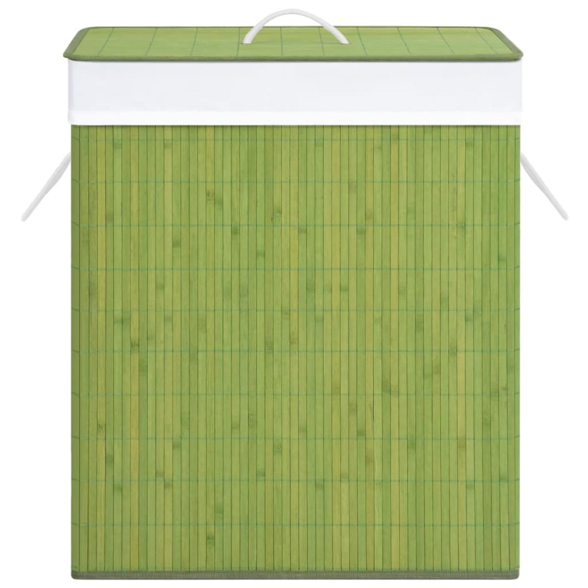 Cesta para la ropa sucia de bambú de una sección verde 83 l
