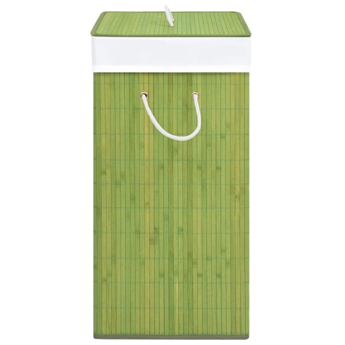 Cesta para la ropa sucia de bambú de una sección verde 83 l
