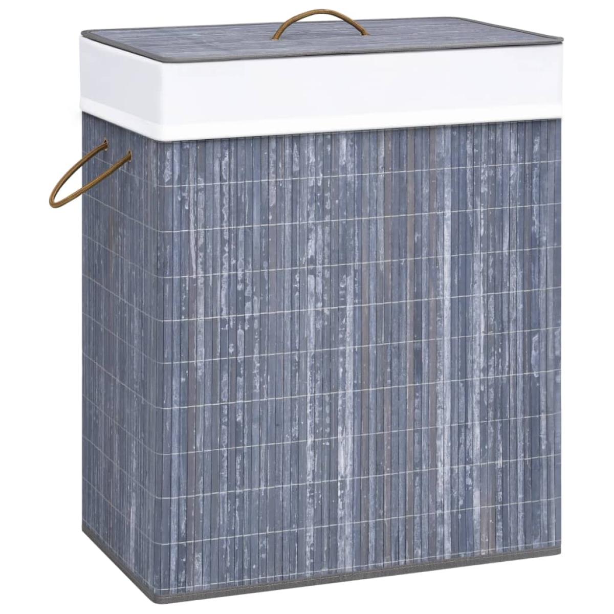 Cesta para la ropa sucia de bambú de una sección gris 83 l