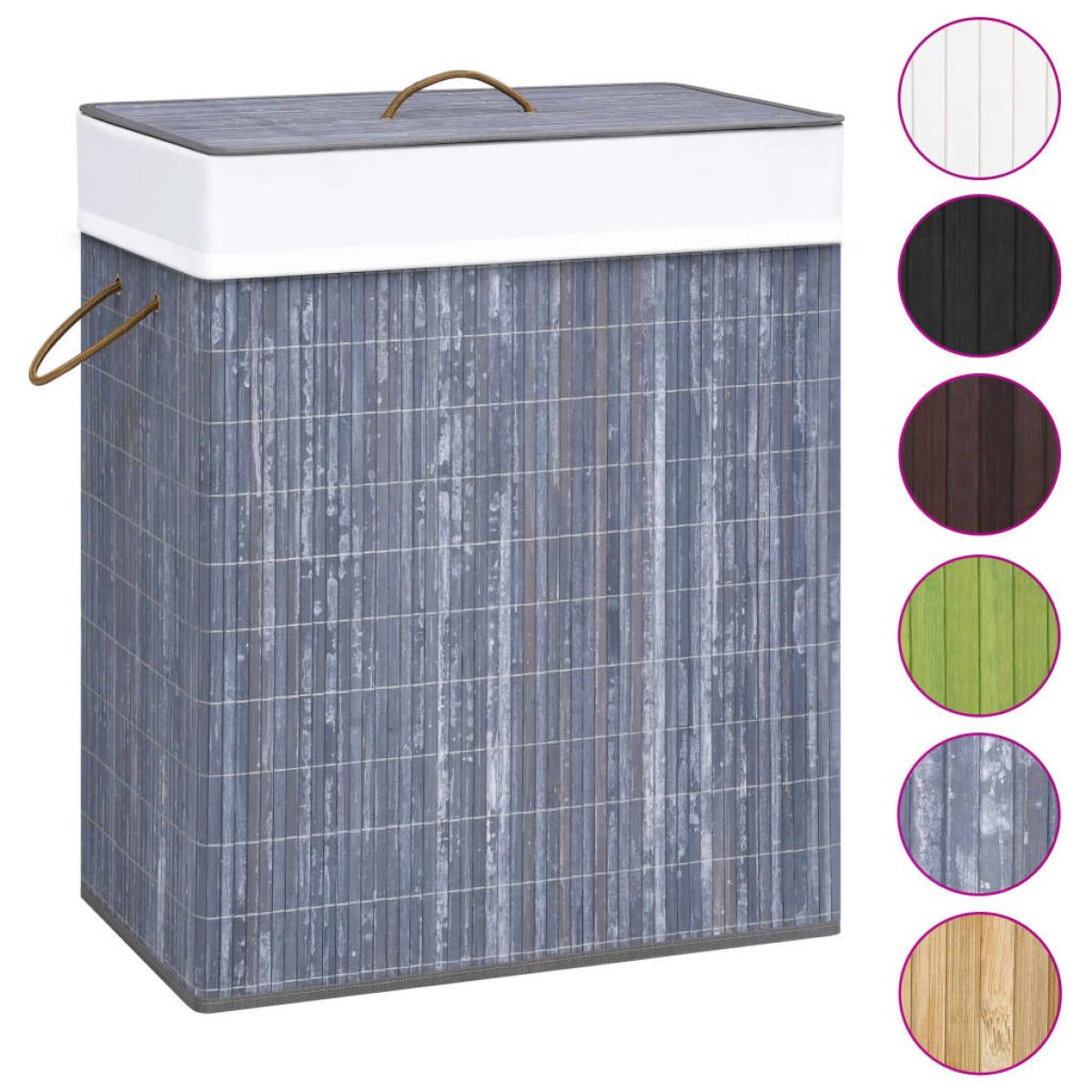 Cesta para la ropa sucia de bambú de una sección gris 83 l