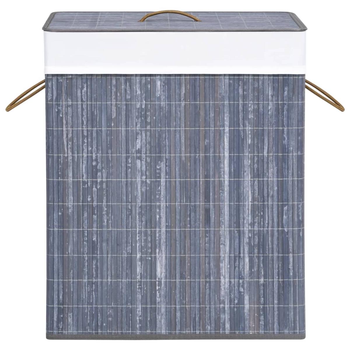 Cesta para la ropa sucia de bambú de una sección gris 83 l