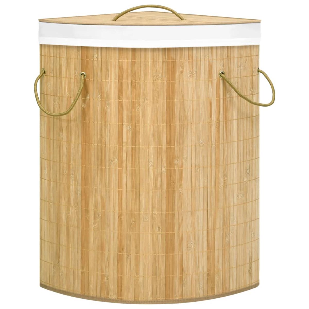 Cesto de ropa sucia de esquina de bambú 60 L
