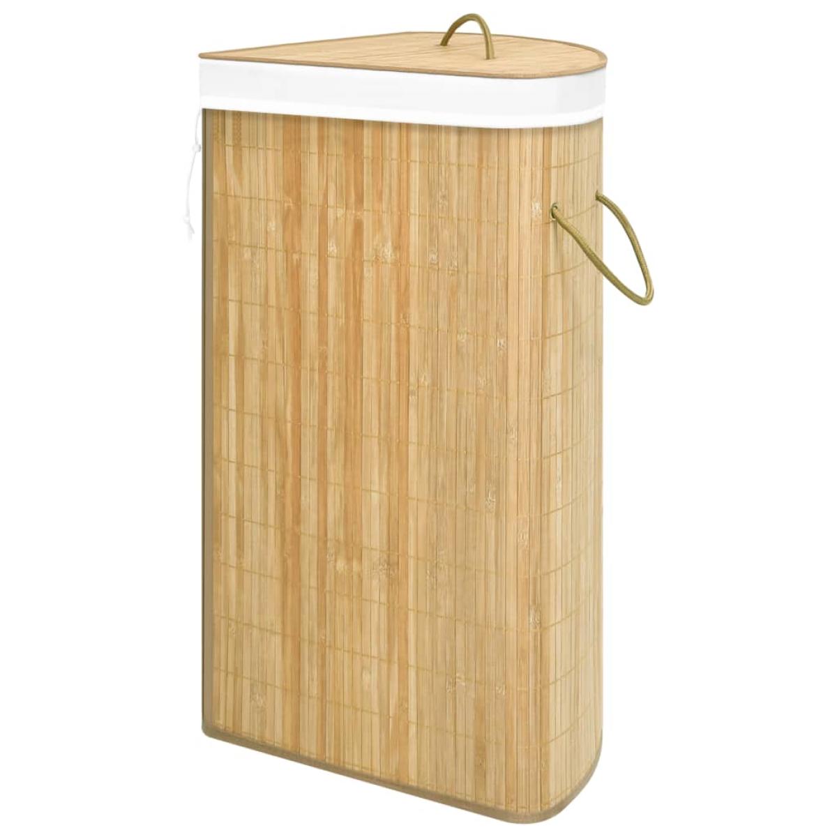 Cesto de ropa sucia de esquina de bambú 60 L