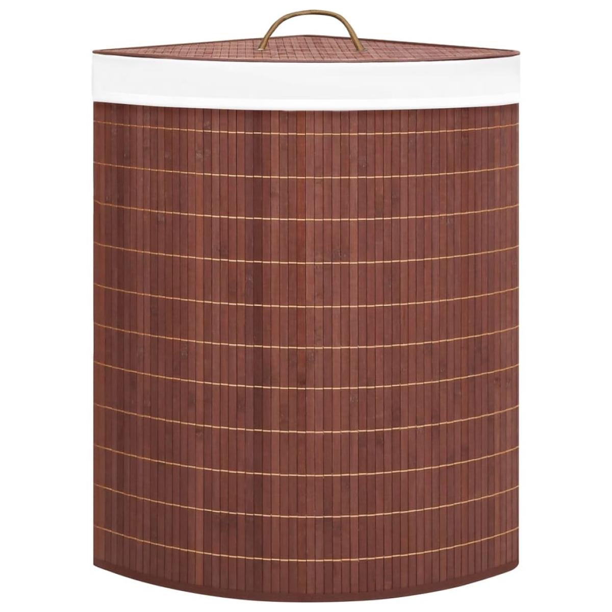 Cesto de ropa sucia de esquina bambú marrón 60 L