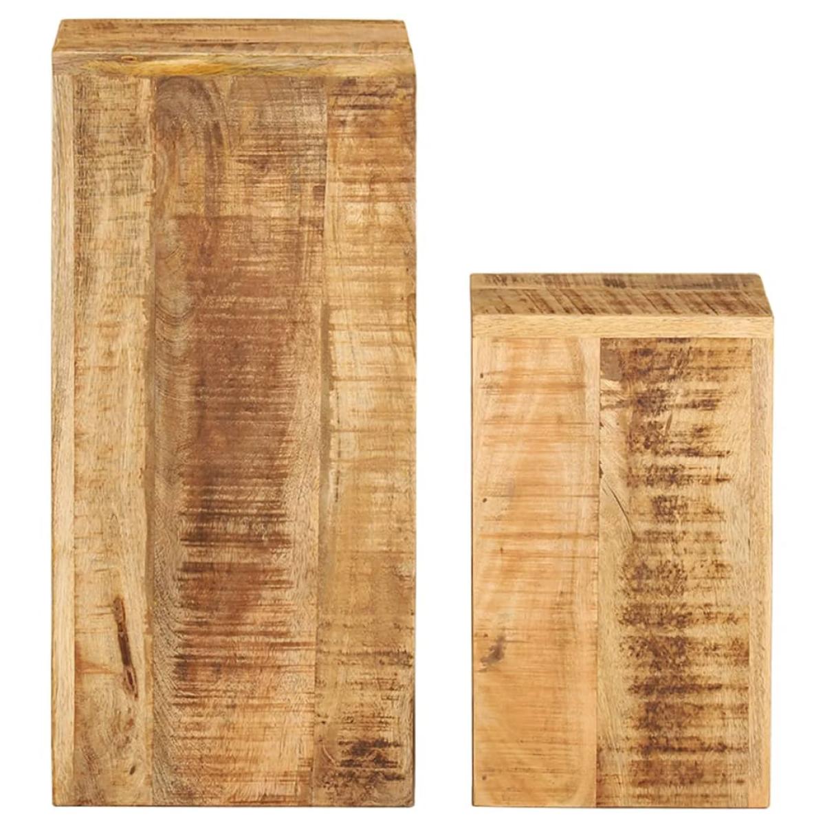 Mesas auxiliares 2 uds madera maciza de mango