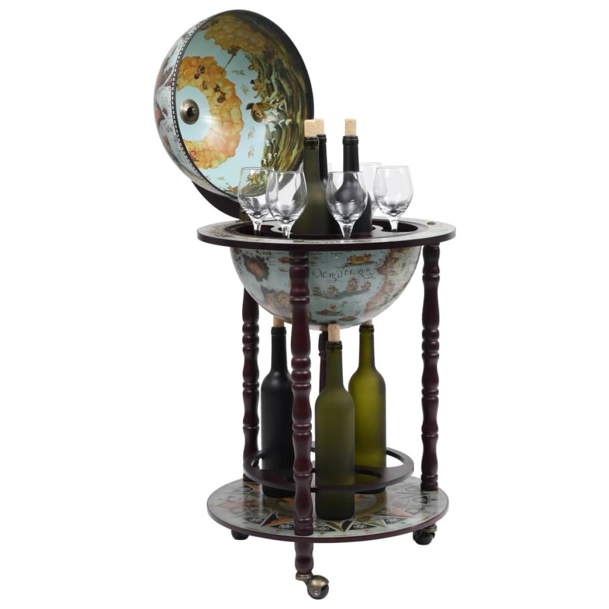 Mueble bar de bola del mundo madera de eucalipto azul
