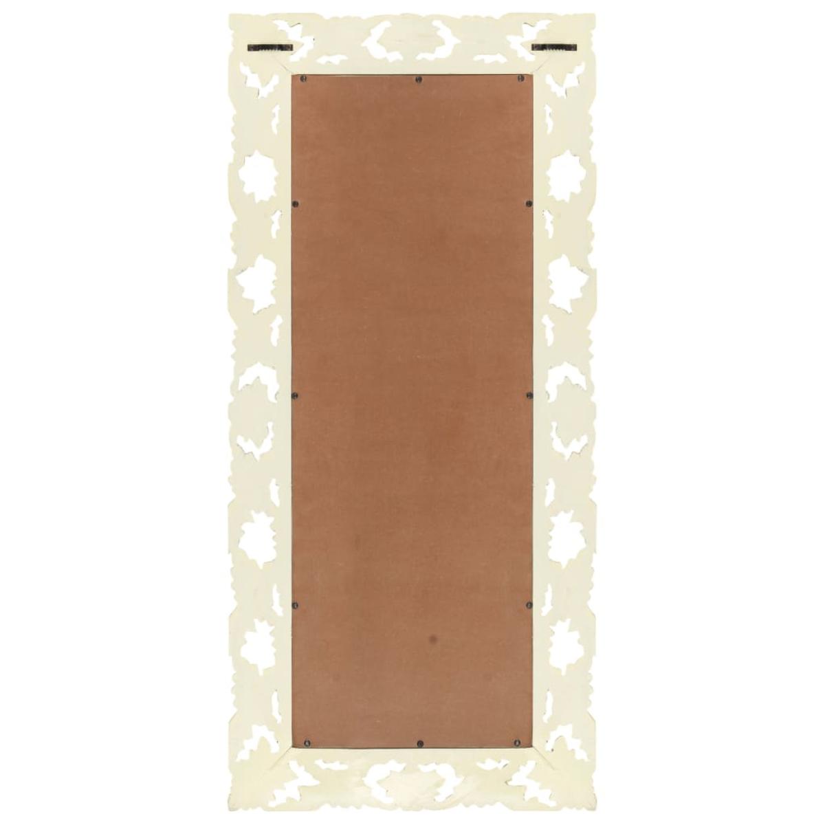 Espejo tallado a mano madera maciza de mango blanco 110x50 cm
