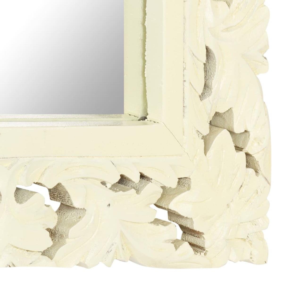 Espejo tallado a mano madera maciza de mango blanco 110x50 cm