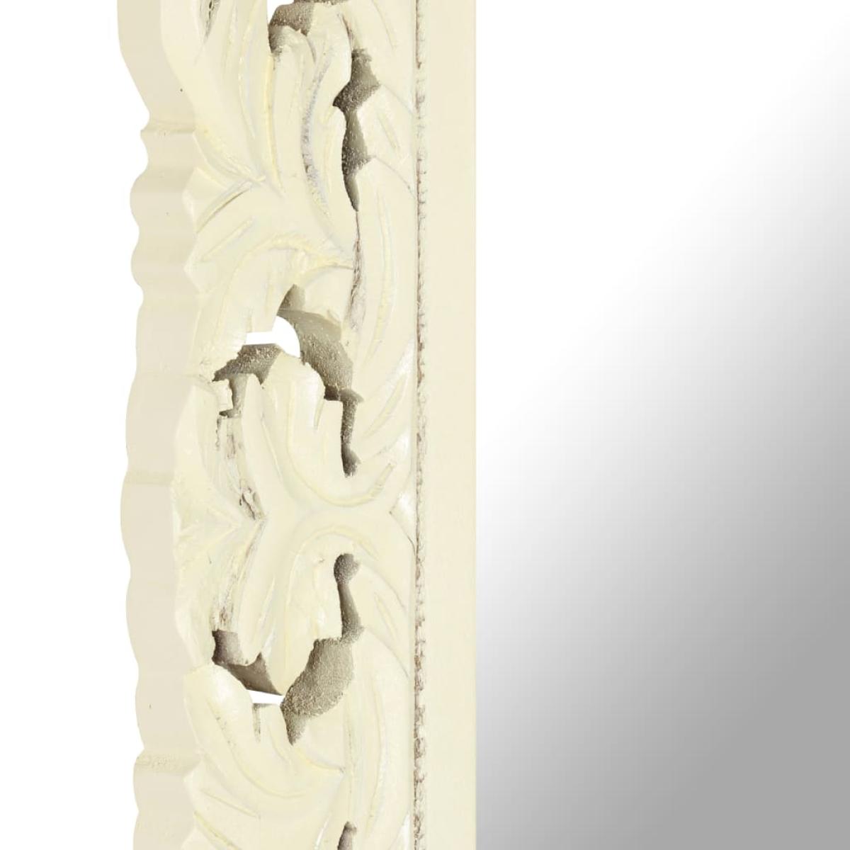 Espejo tallado a mano madera maciza de mango blanco 110x50 cm