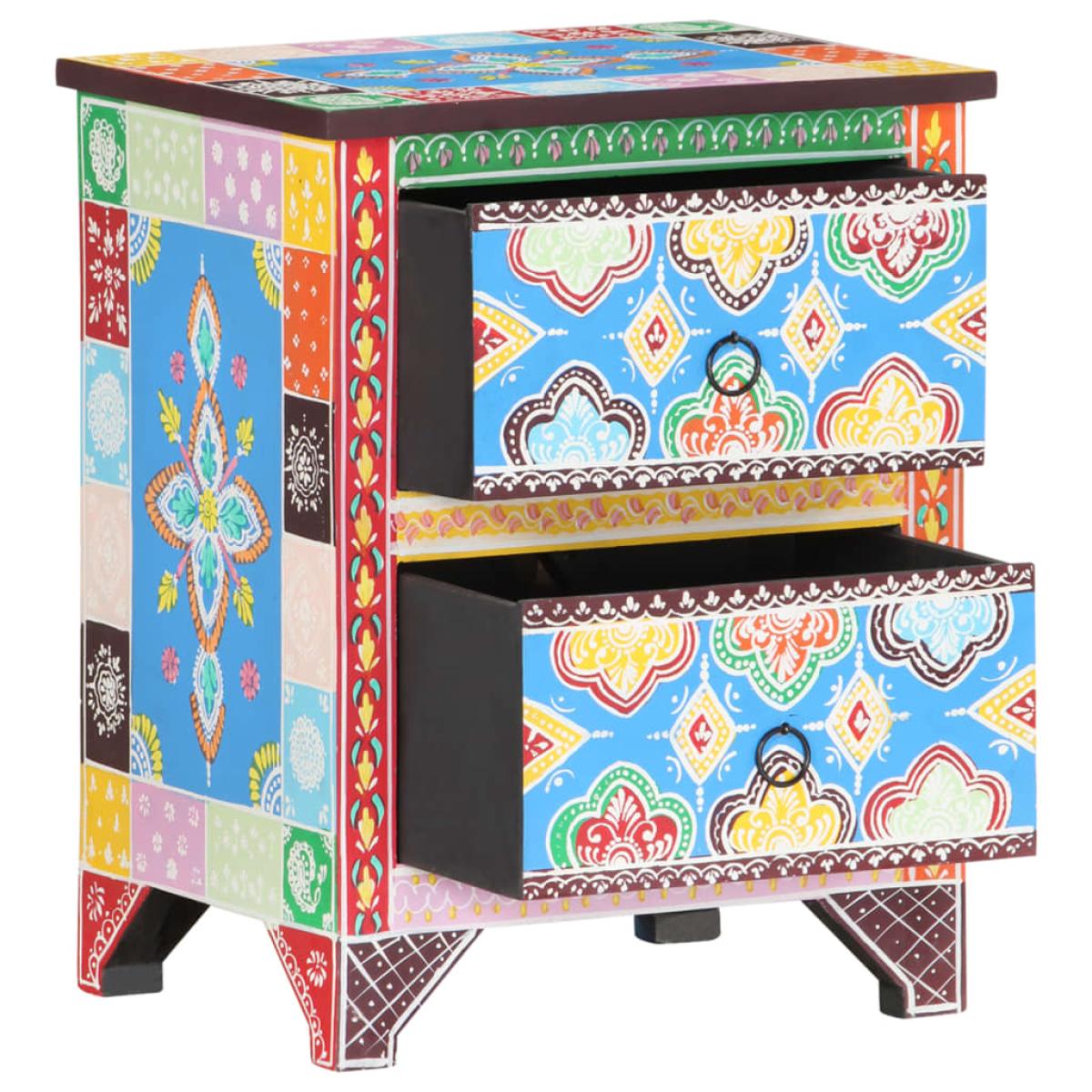 Mesita de noche pintada a mano madera maciza mango 40x30x50 cm 