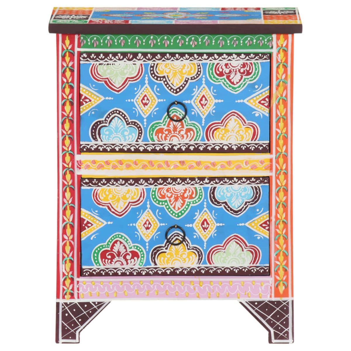 Mesita de noche pintada a mano madera maciza mango 40x30x50 cm 