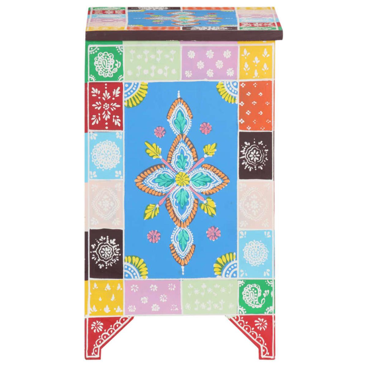 Mesita de noche pintada a mano madera maciza mango 40x30x50 cm 