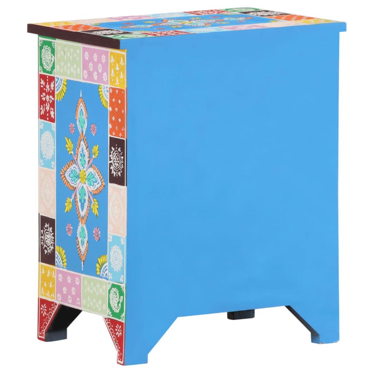 Mesita de noche pintada a mano madera maciza mango 40x30x50 cm 
