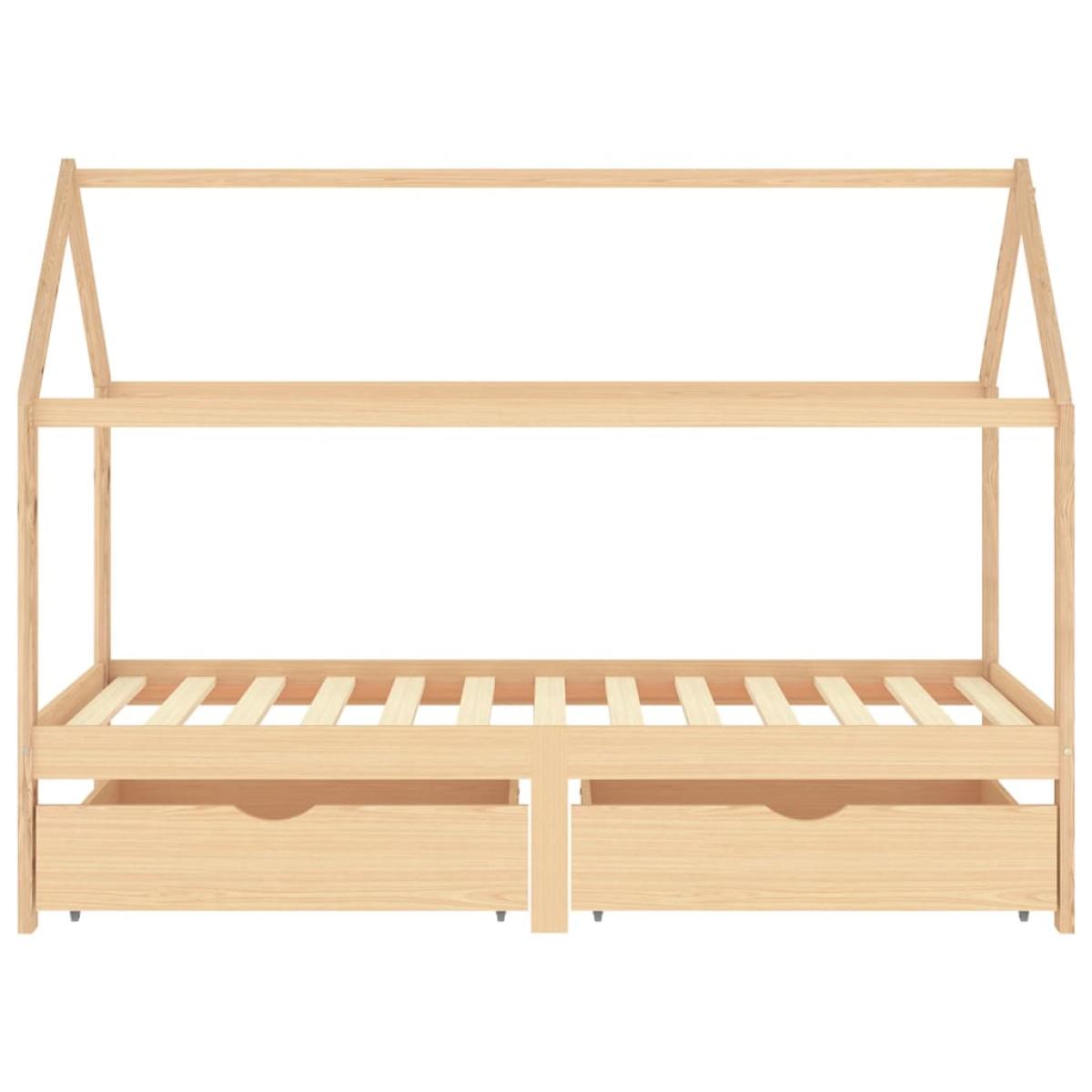 Estructura de cama infantil con cajones madera de pino 90x200cm