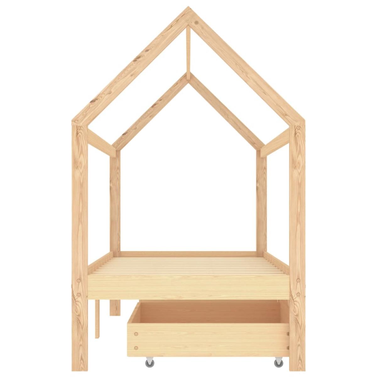 Estructura de cama infantil con cajones madera de pino 90x200cm