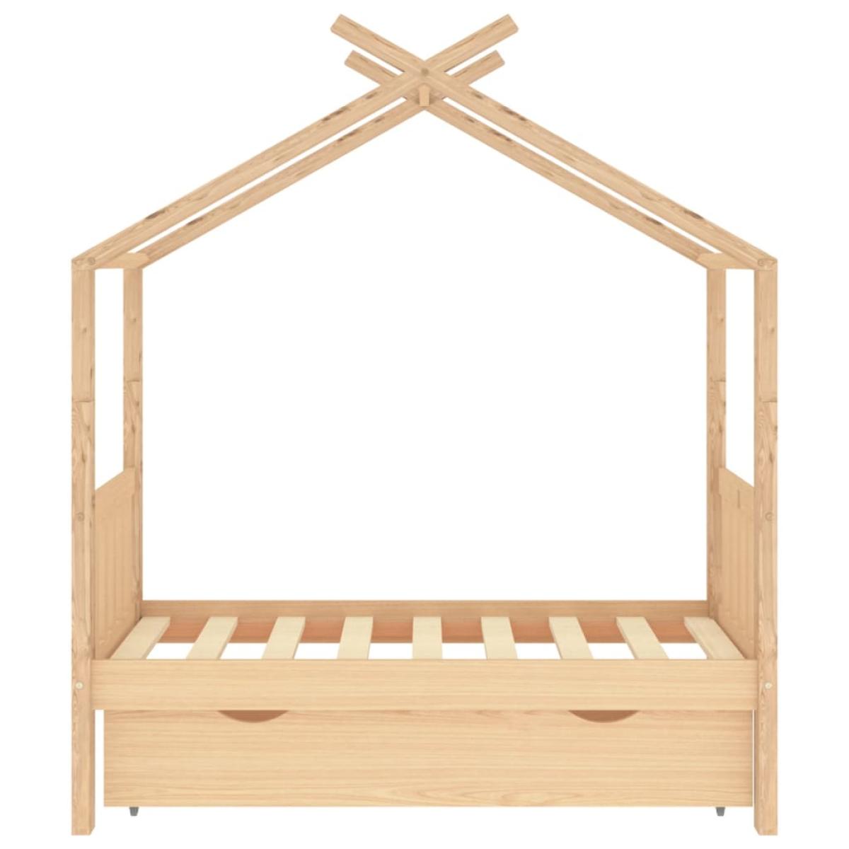 Estructura de cama infantil con cajón madera de pino 70x140 cm