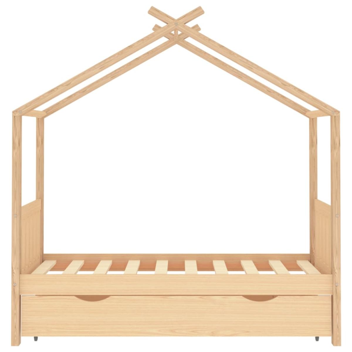 Estructura de cama infantil con cajón madera de pino 80x160 cm