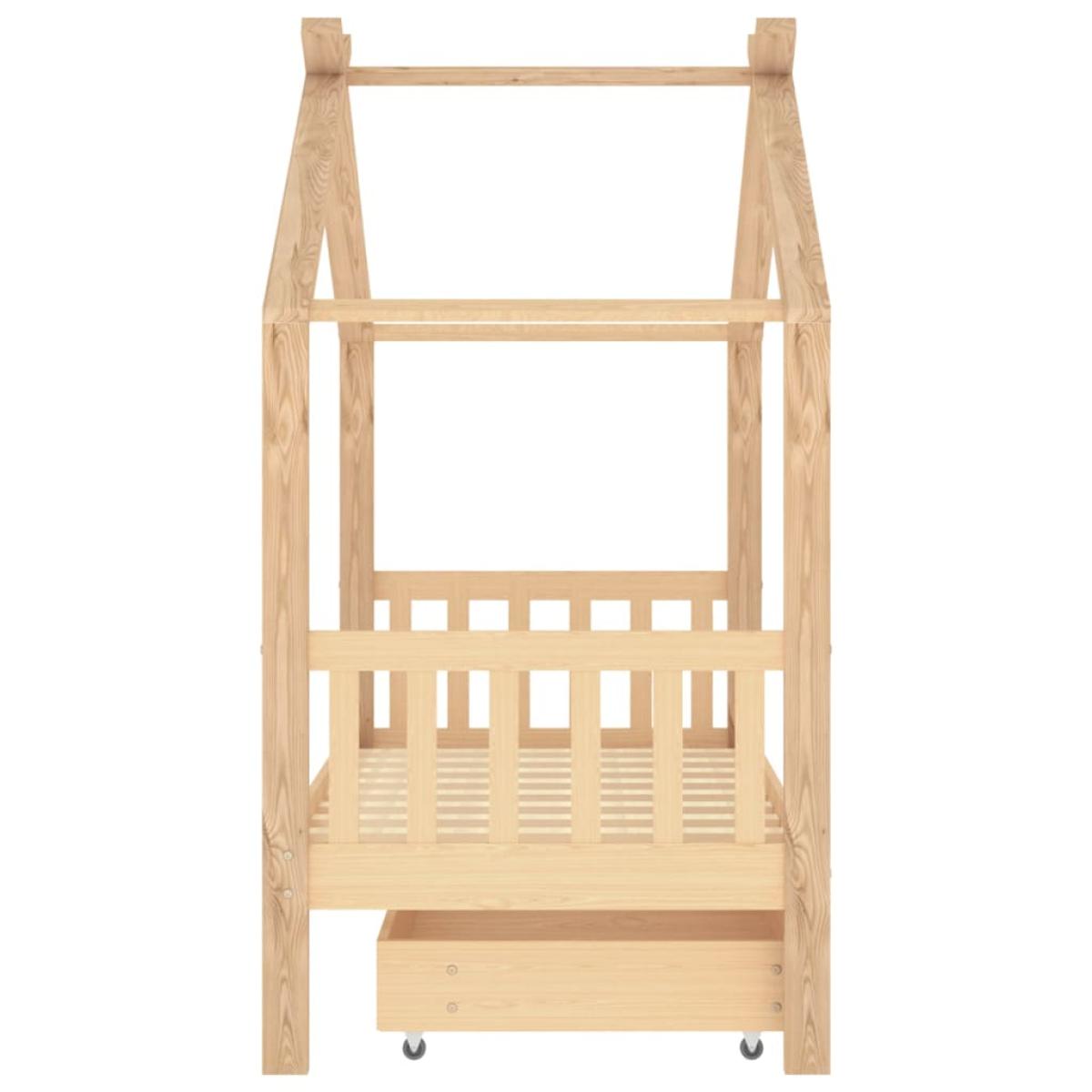 Estructura de cama infantil con cajón madera de pino 80x160 cm