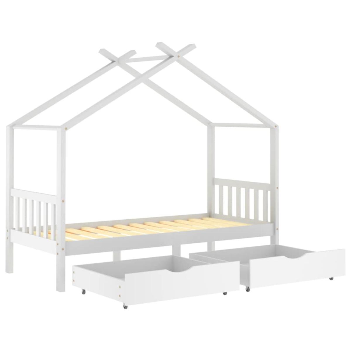 Estructura de cama infantil cajones madera pino blanco 90x200cm