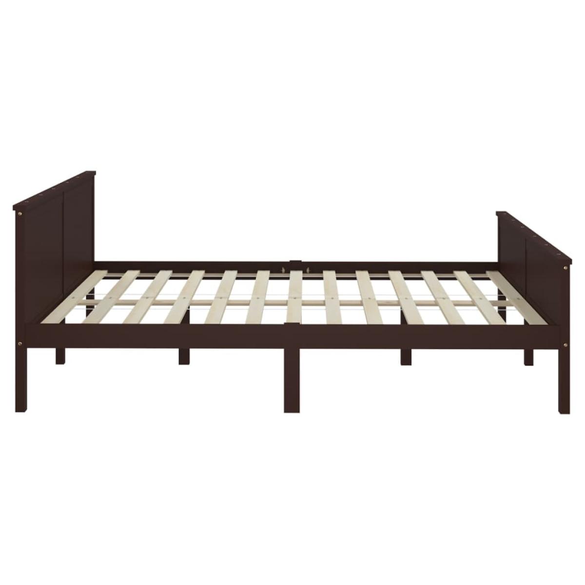 Estructura de cama madera maciza pino marrón oscuro 180x200 cm