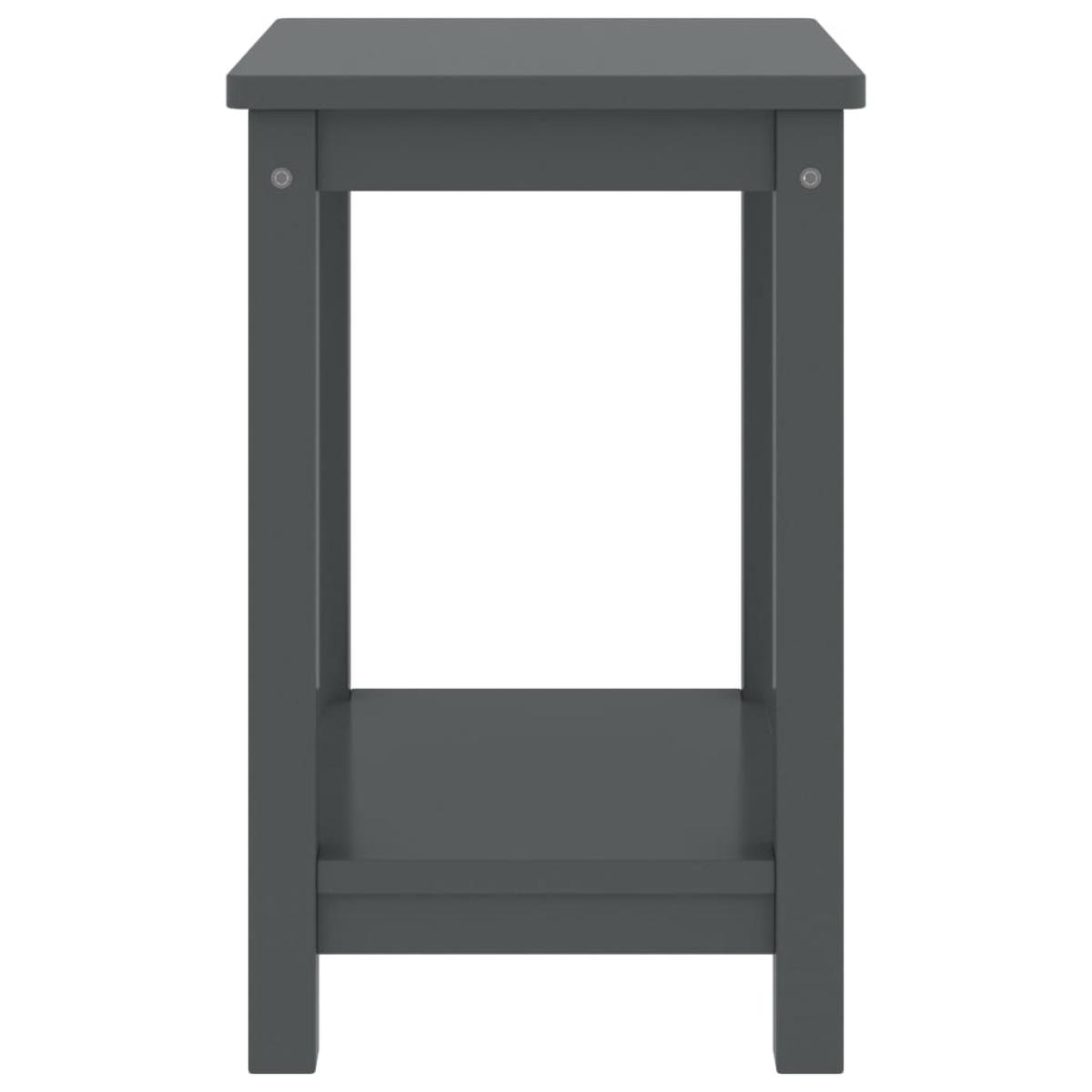 Mesitas de noche madera maciza de pino gris oscuro 35x30x47 cm