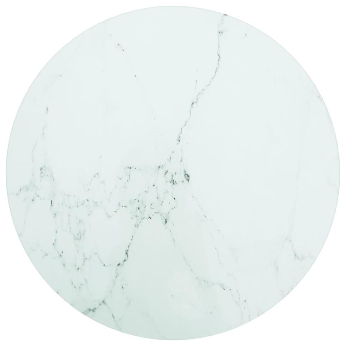 Tablero de mesa vidrio templado diseño mármol blanco Ø40x0,8 cm