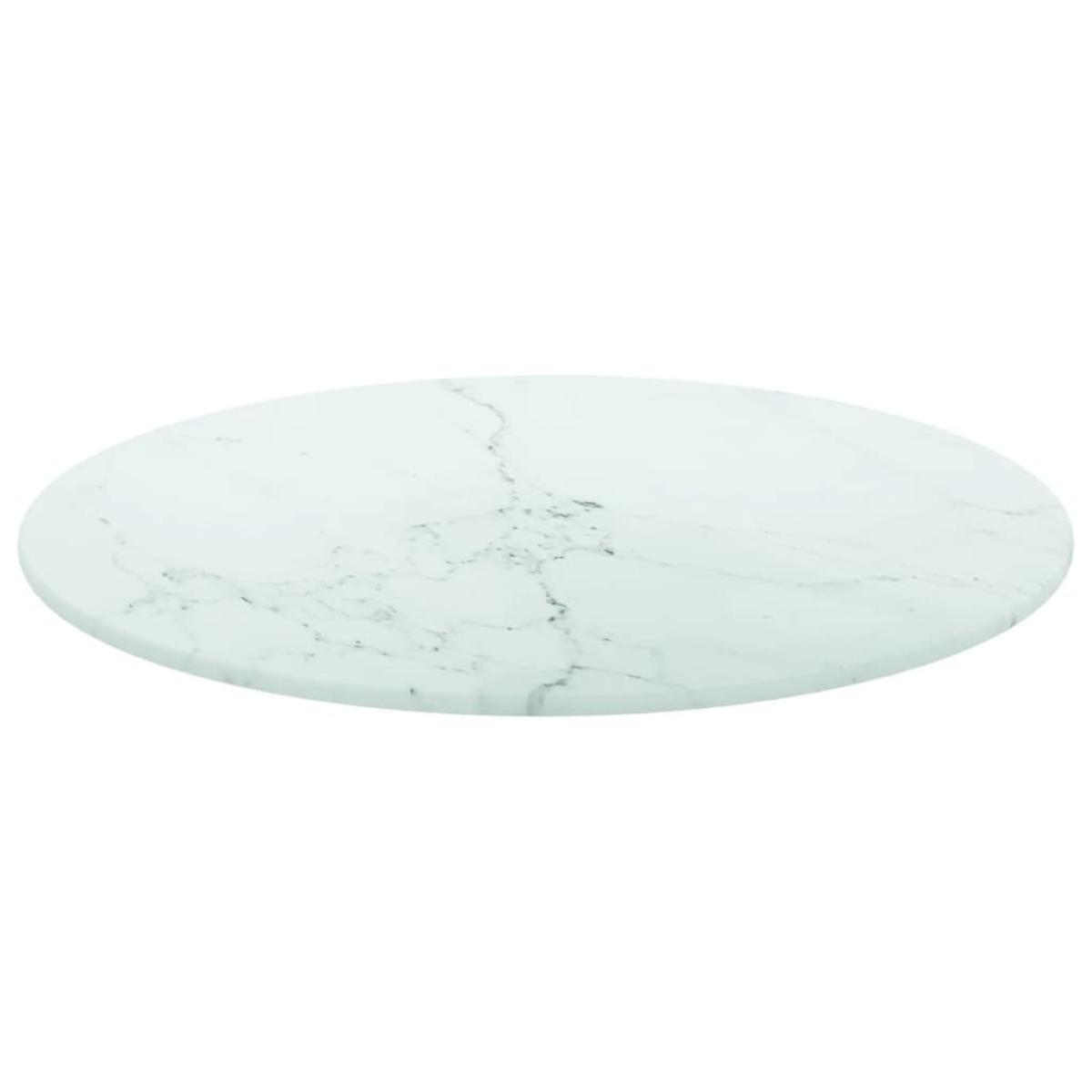 Tablero de mesa vidrio templado diseño mármol blanco Ø40x0,8 cm