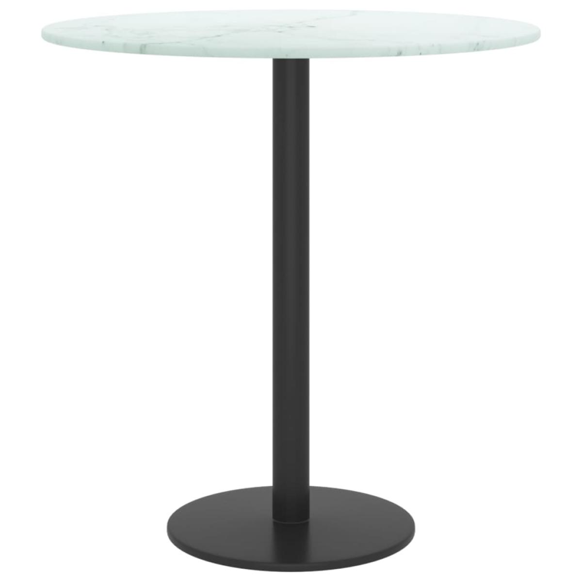 Tablero de mesa vidrio templado diseño mármol blanco Ø40x0,8 cm