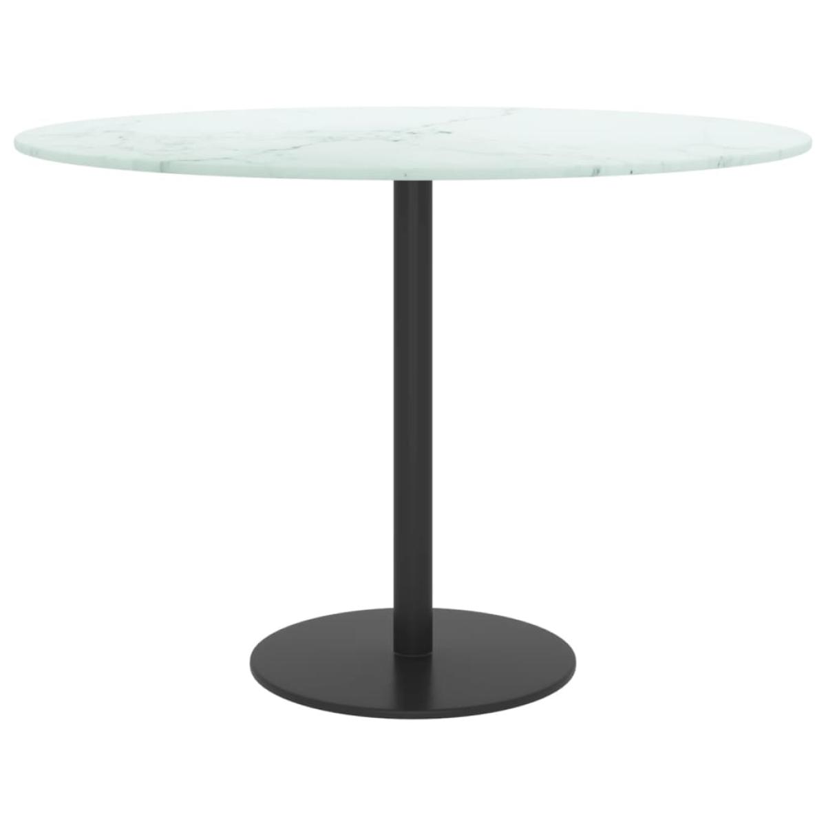 Tablero de mesa vidrio templado diseño mármol blanco Ø60x0,8 cm