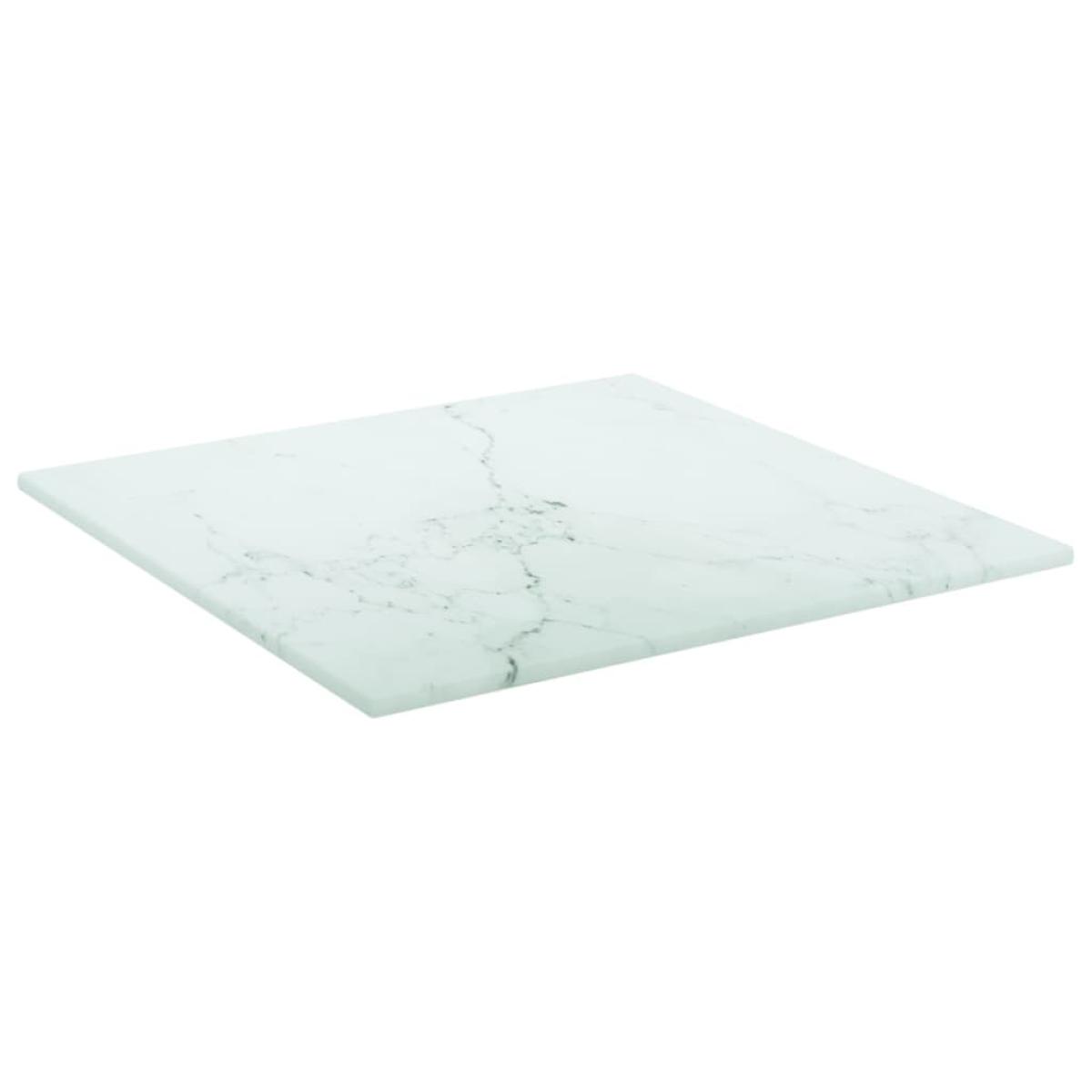 Tablero de mesa vidrio templado diseño mármol blanco 30x30 cm