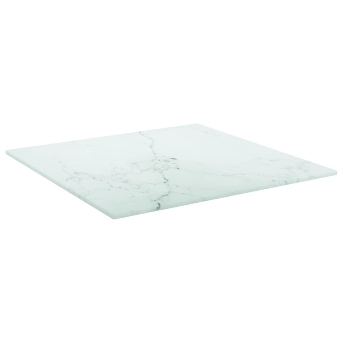 Tablero de mesa vidrio templado diseño mármol blanco 40x40 cm