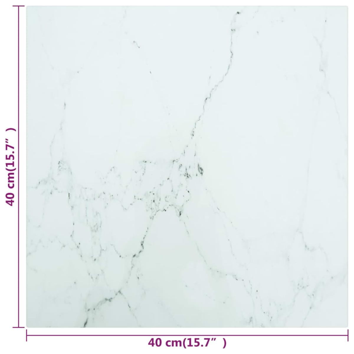 Tablero de mesa vidrio templado diseño mármol blanco 40x40 cm
