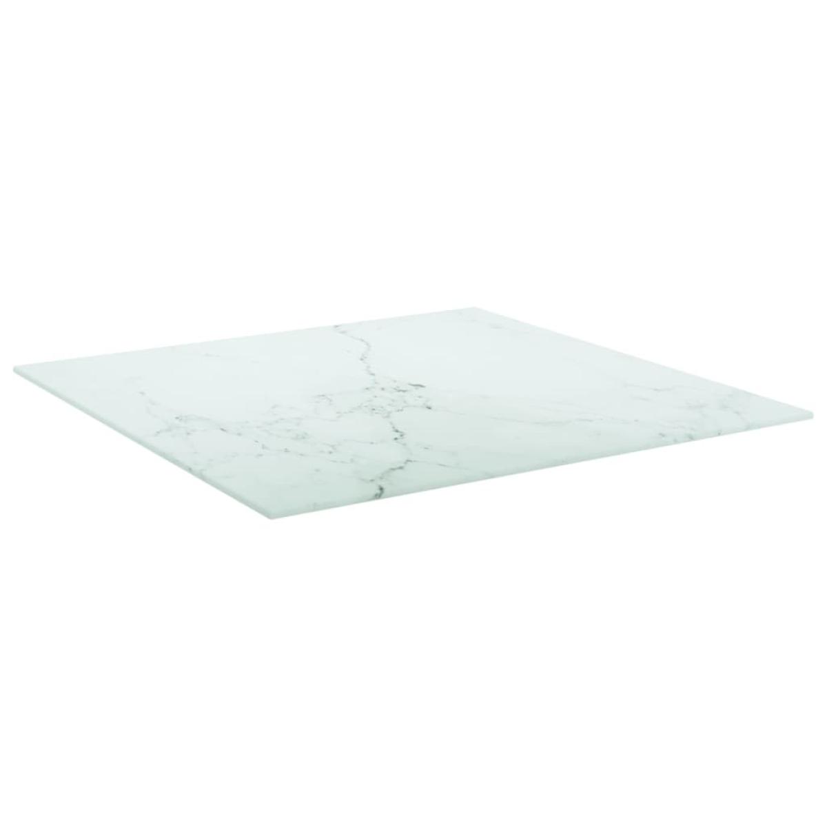 Tablero de mesa vidrio templado diseño mármol blanco 60x60 cm