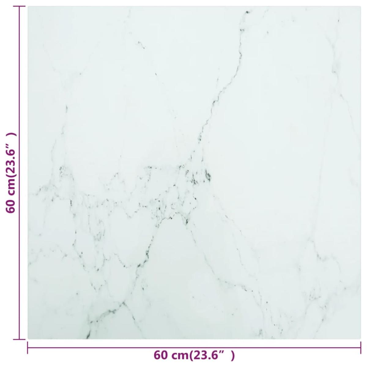 Tablero de mesa vidrio templado diseño mármol blanco 60x60 cm