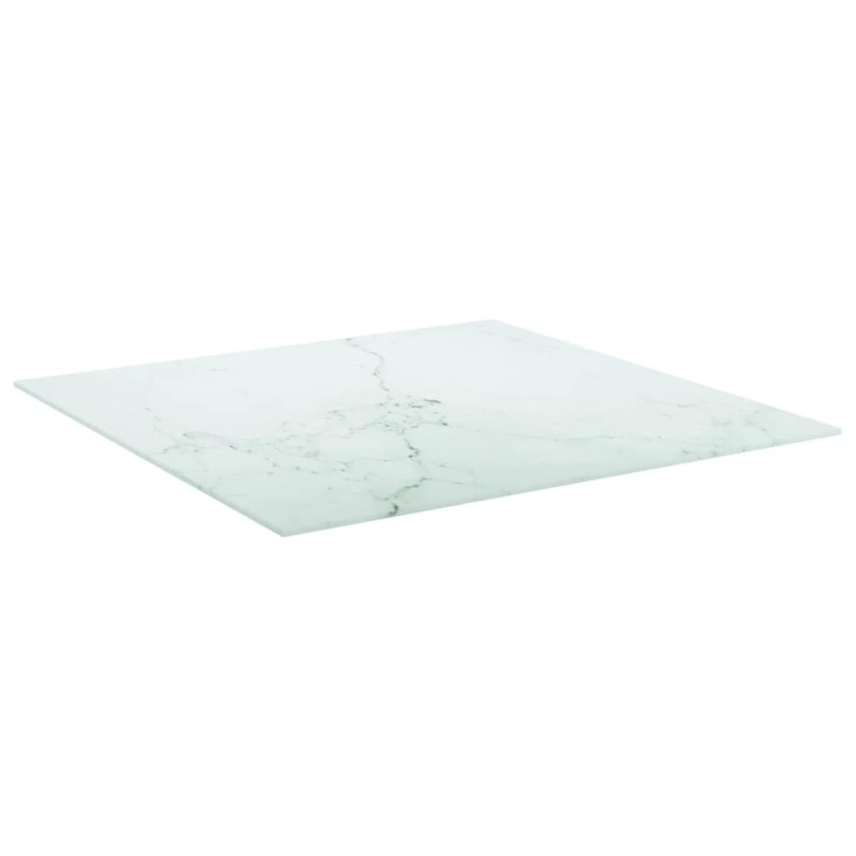 Tablero de mesa vidrio templado diseño mármol blanco 70x70 cm