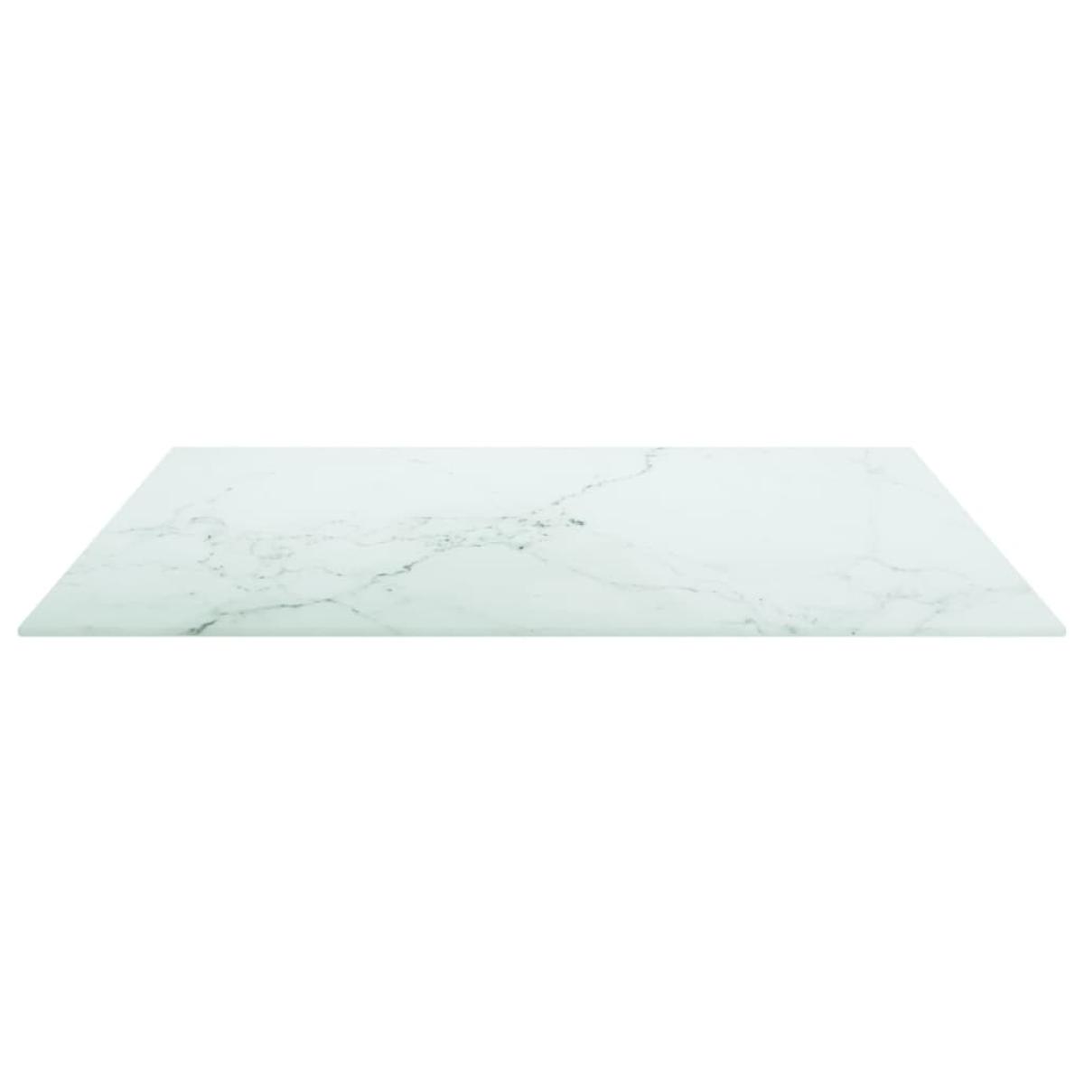 Tablero de mesa vidrio templado diseño mármol blanco 70x70 cm