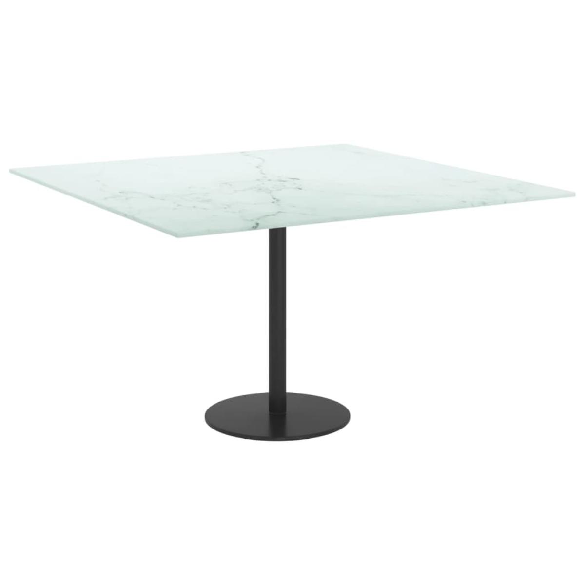 Tablero de mesa vidrio templado diseño mármol blanco 70x70 cm