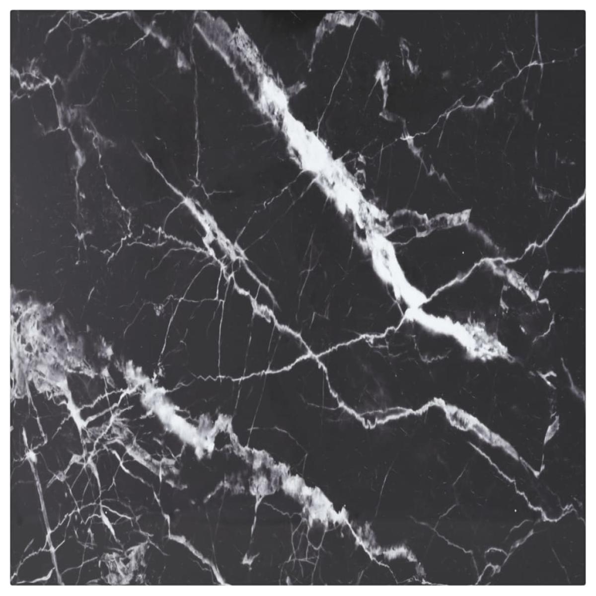 Tablero de mesa vidrio templado diseño mármol negro 60x60 cm