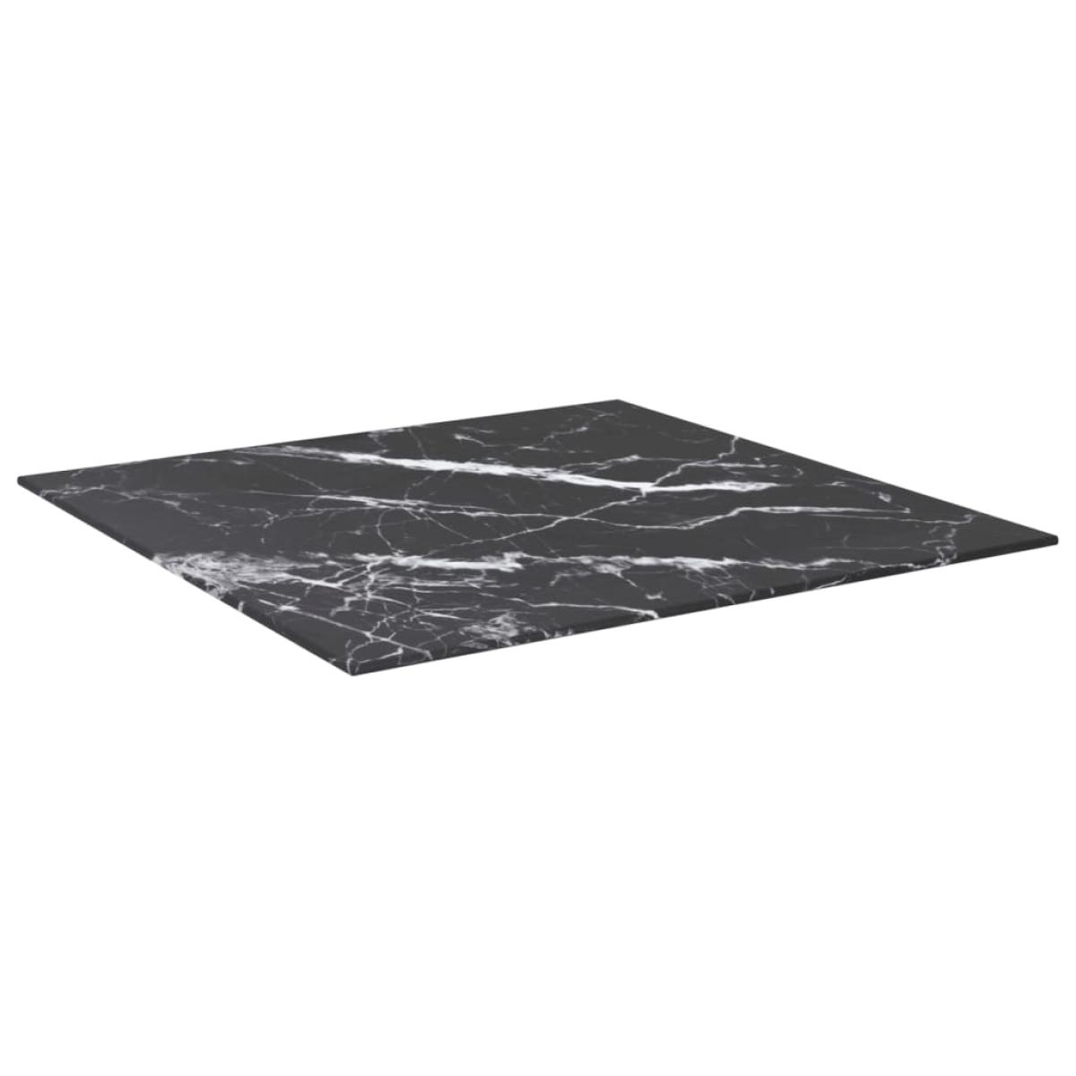 Tablero de mesa vidrio templado diseño mármol negro 60x60 cm