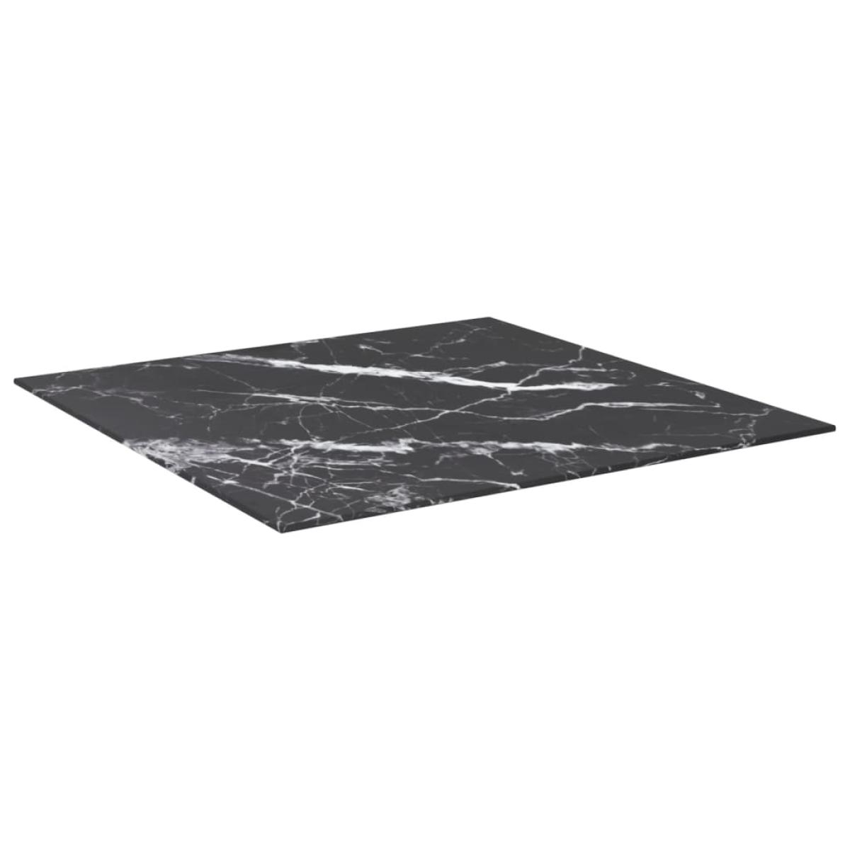Tablero de mesa vidrio templado diseño mármol negro 70x70 cm