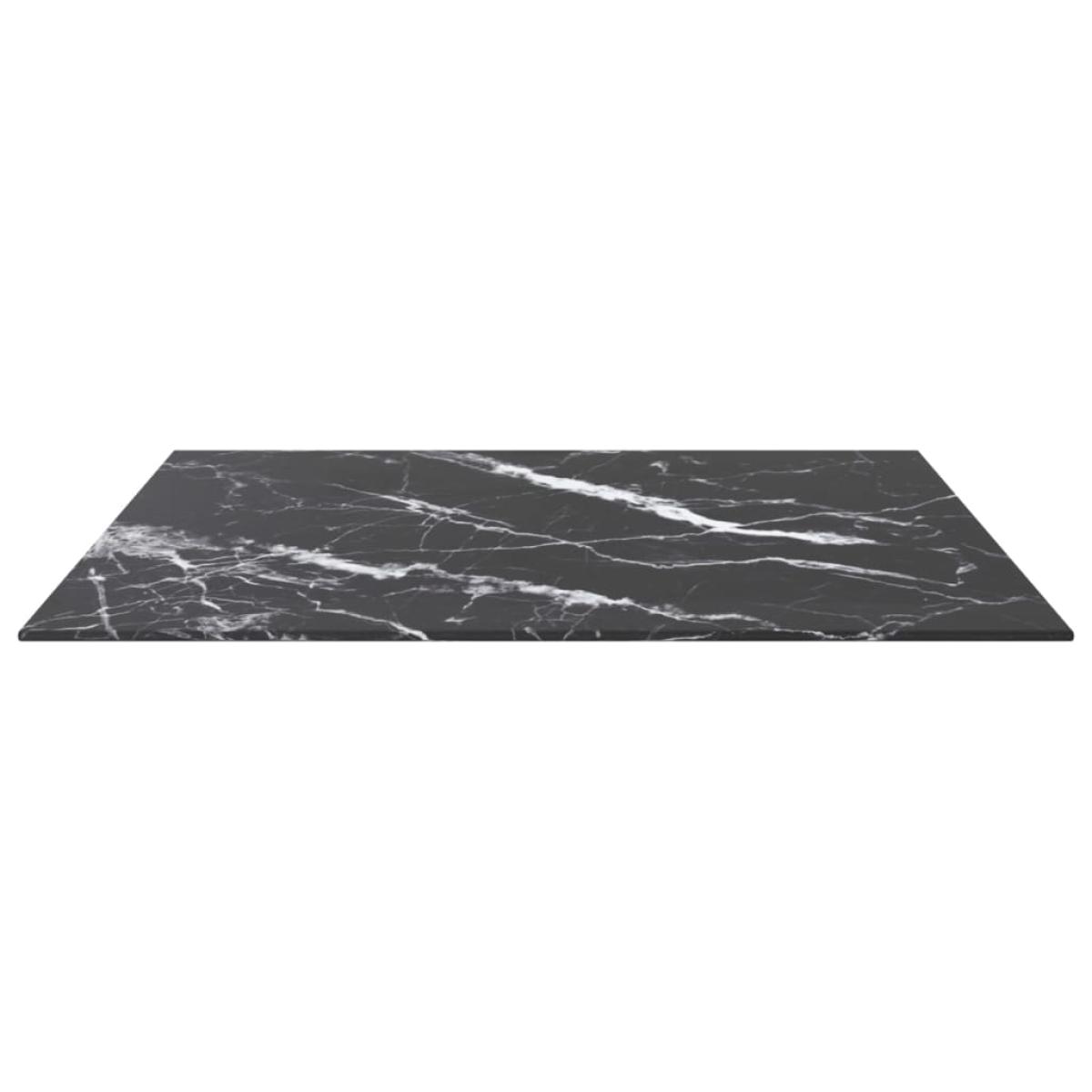 Tablero de mesa vidrio templado diseño mármol negro 70x70 cm