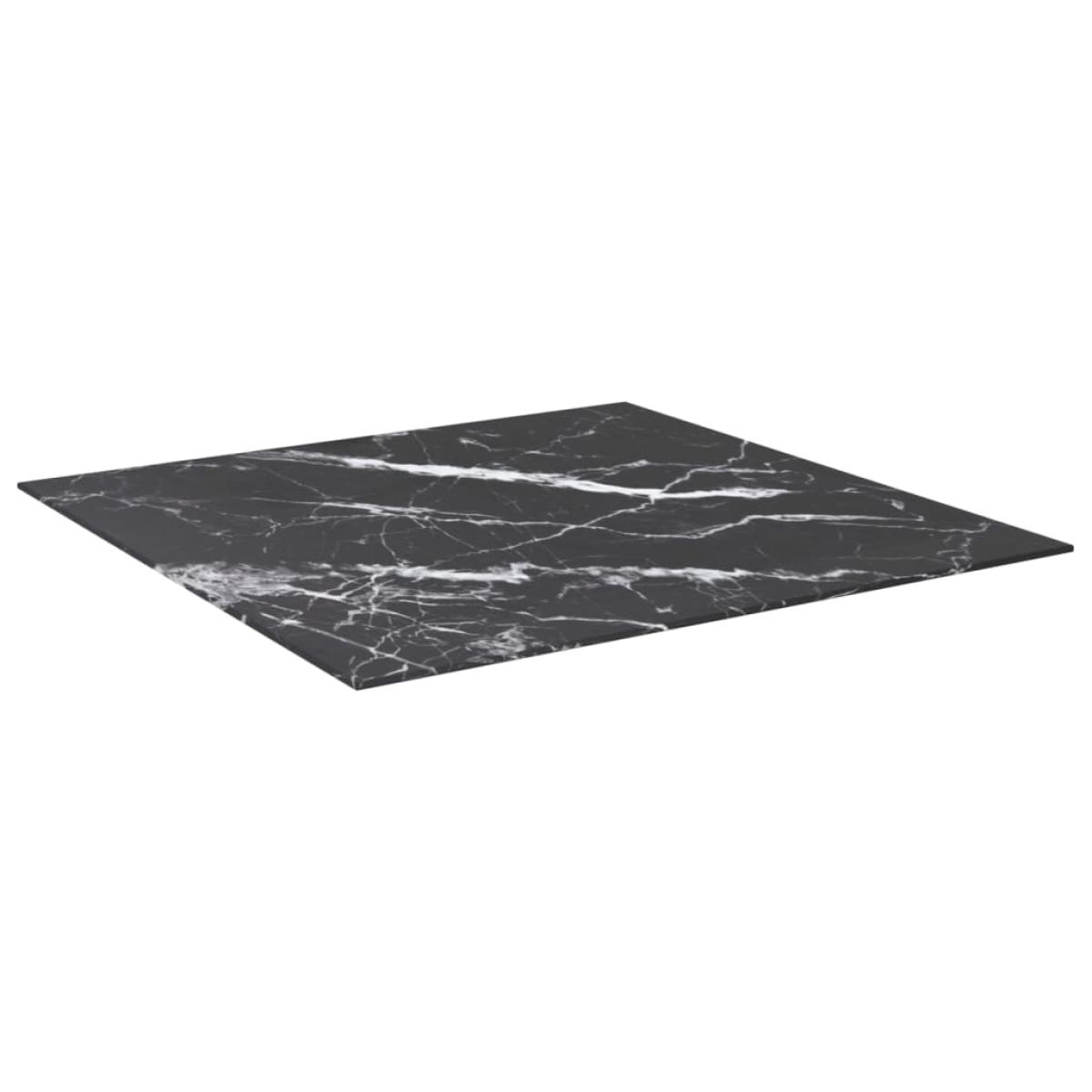 Tablero de mesa vidrio templado diseño mármol negro 80x80 cm