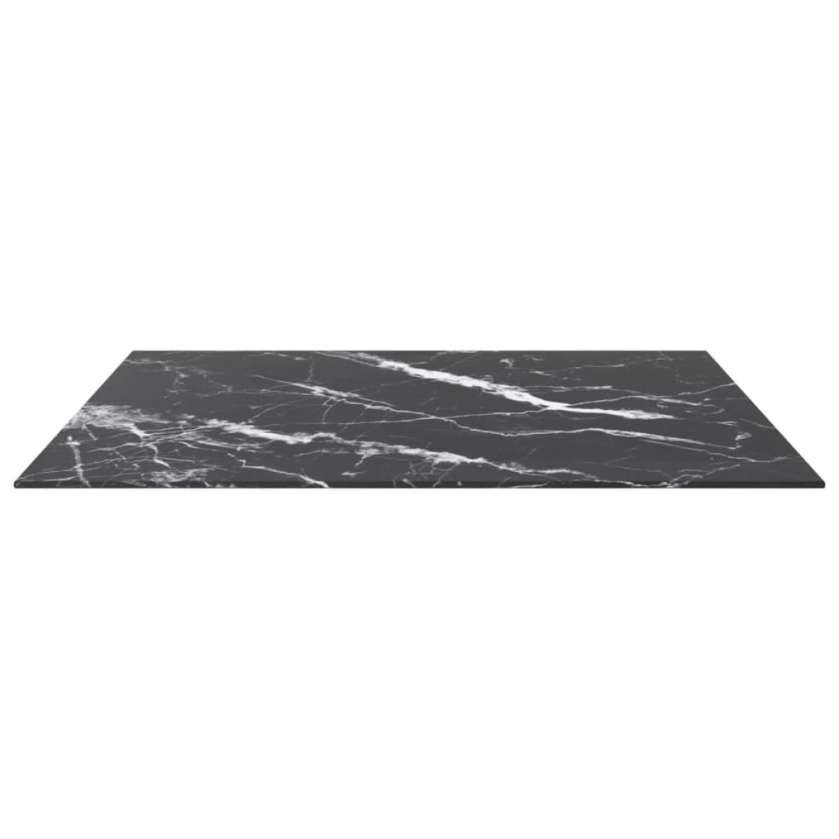 Tablero de mesa vidrio templado diseño mármol negro 80x80 cm