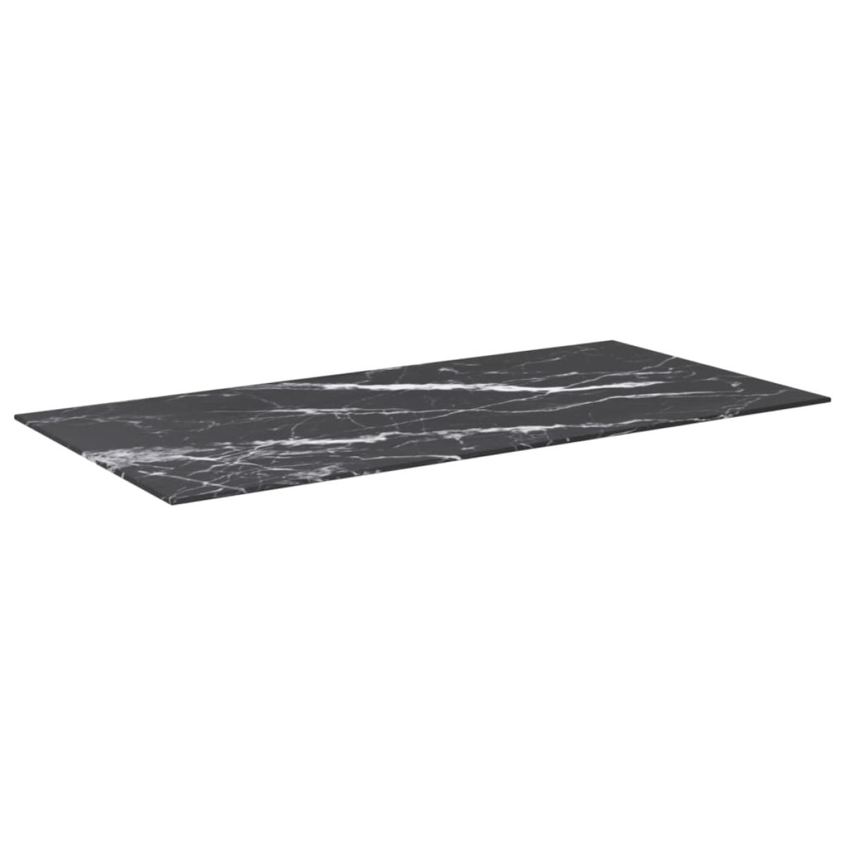Tablero de mesa vidrio templado diseño mármol negro 100x50 cm