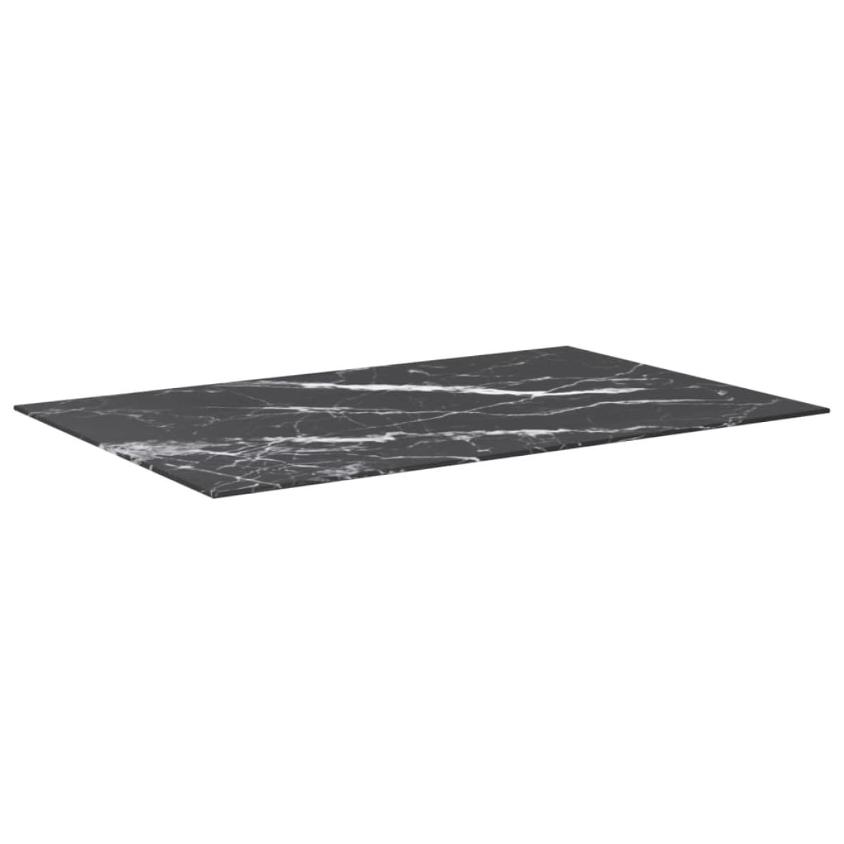 Tablero de mesa vidrio templado diseño mármol negro 100x62 cm