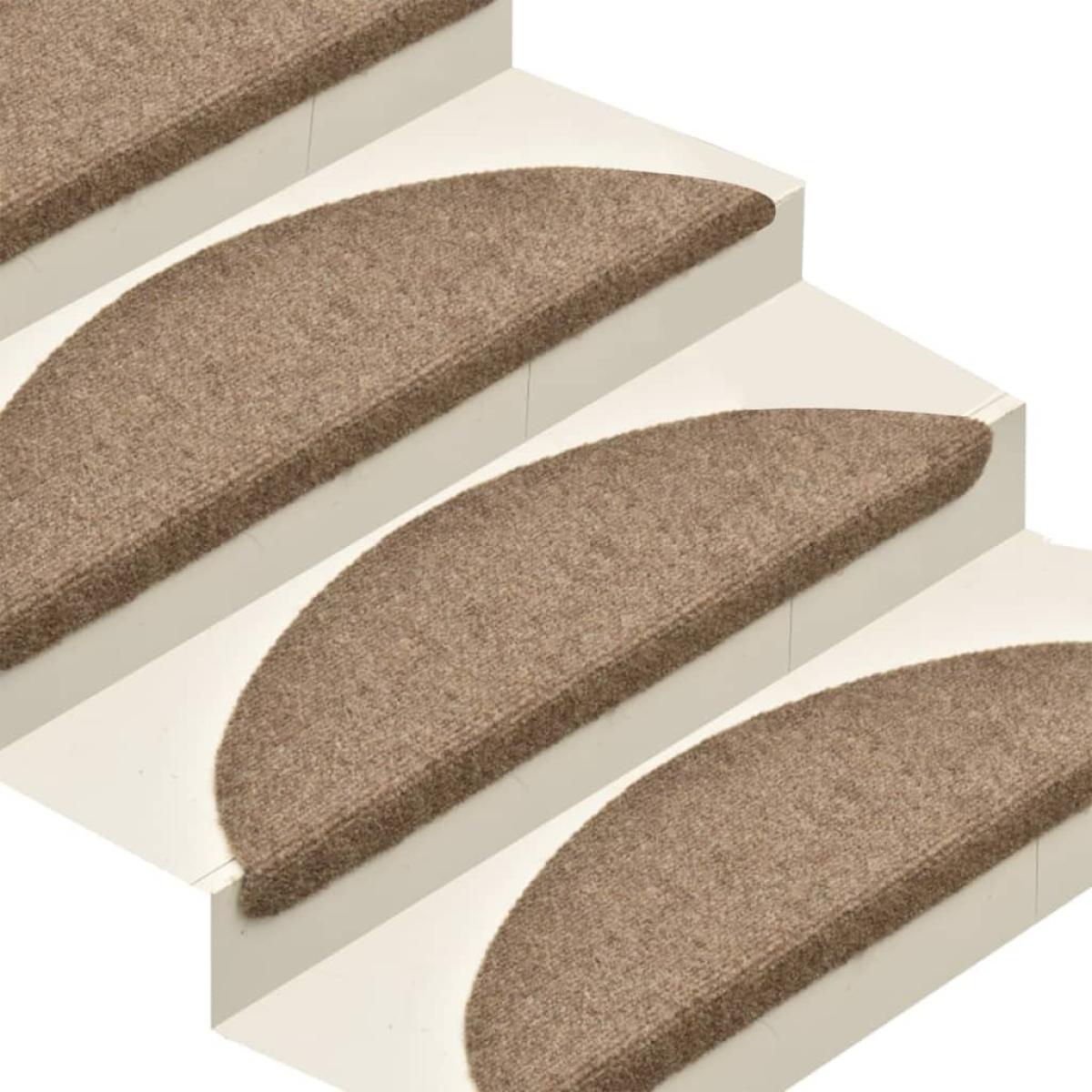 Alfombrilla autoadhesiva de escalera 15 uds 56x17x3 cm crema