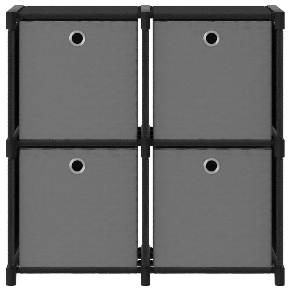 Estantería de 4 cubos con cajas de tela negra 69x30x72,5 cm