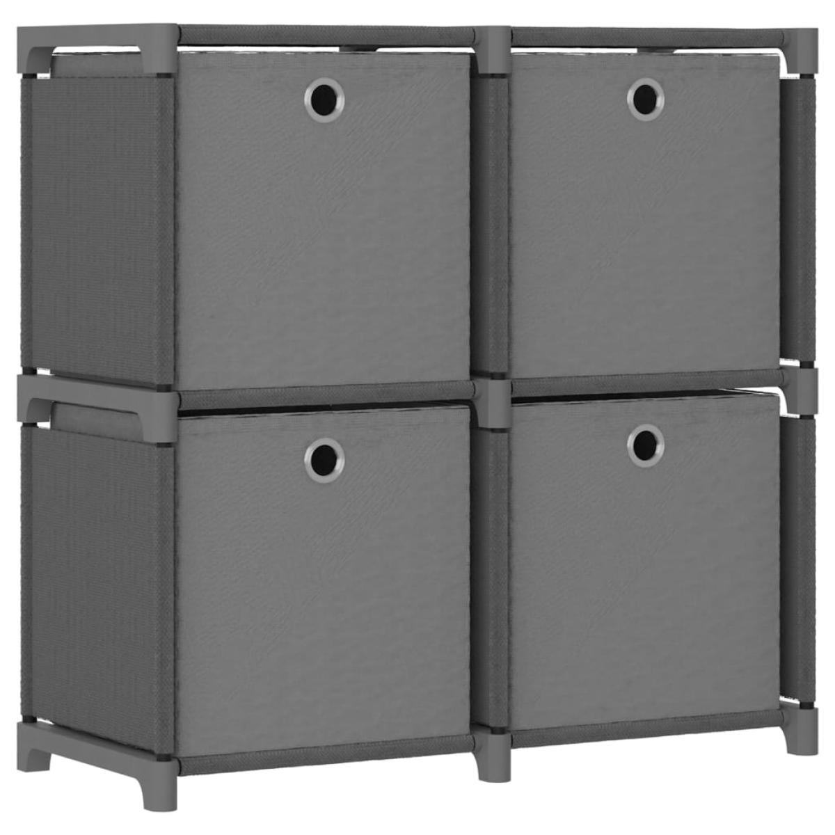 Estantería de 4 cubos con cajas tela gris 69x30x72,5 cm