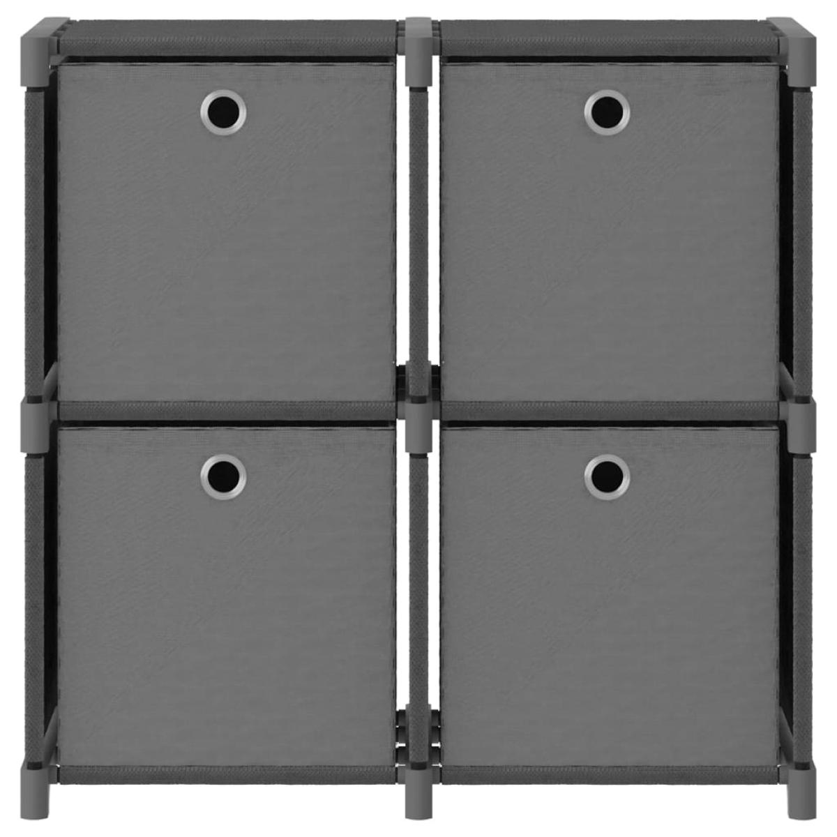Estantería de 4 cubos con cajas tela gris 69x30x72,5 cm